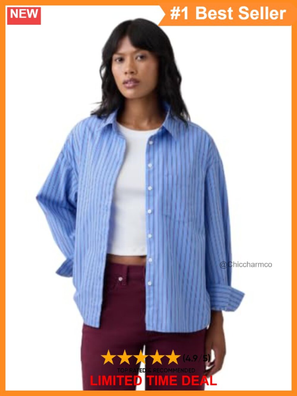 GAP Poplin Big Shirt Oversized Button Down Blouse